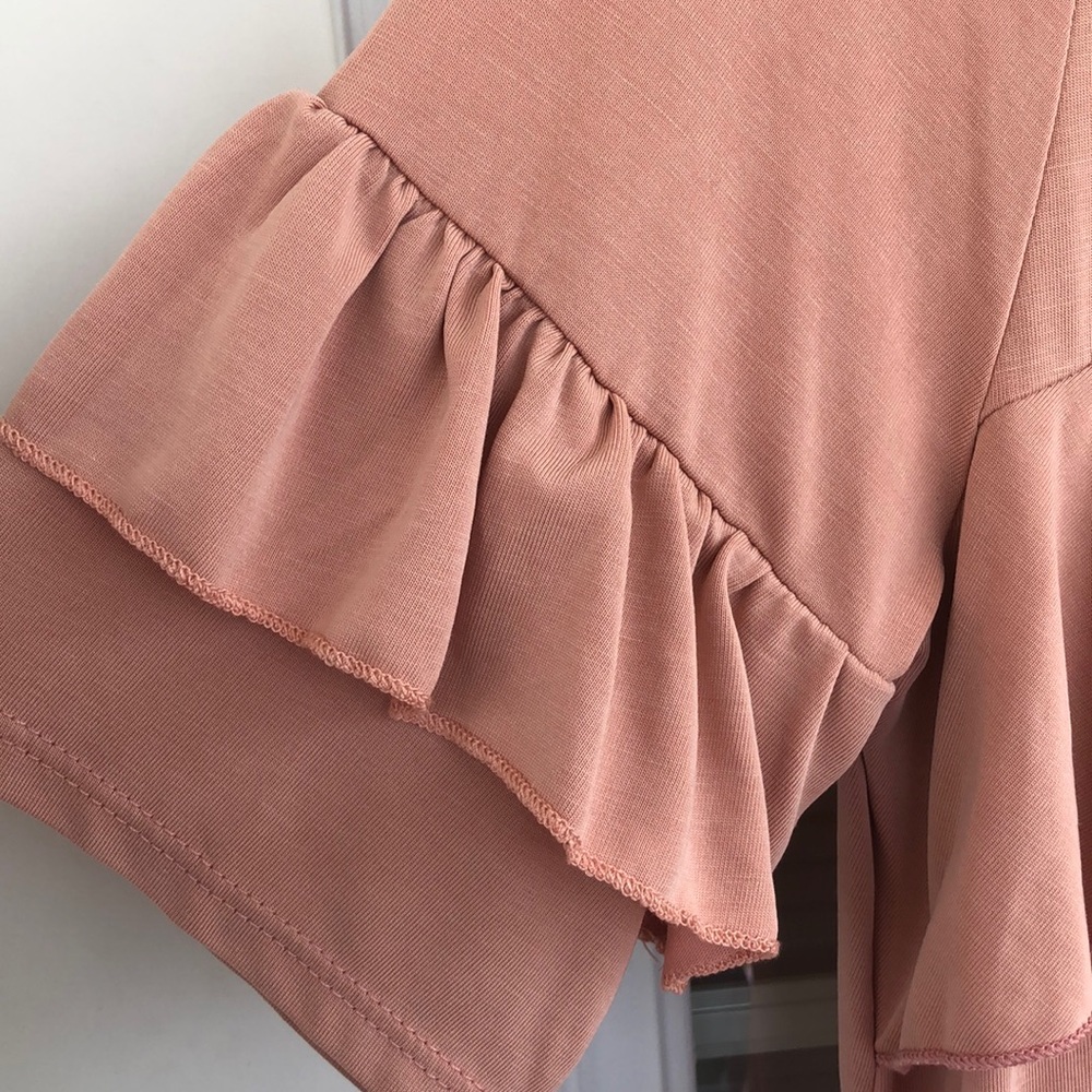 Jessakae Pink Ruffle Sleeve Top Small - Picture 3 of 4